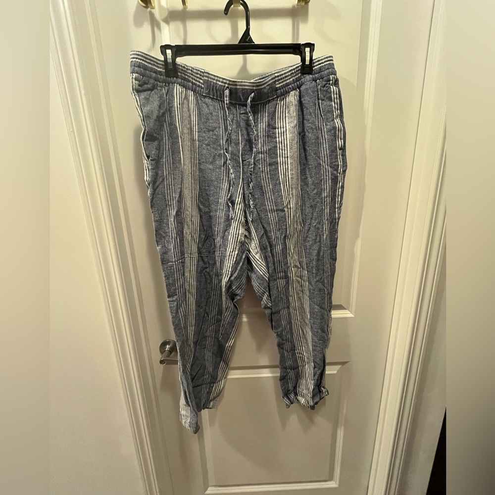 Linen pants light blue and white